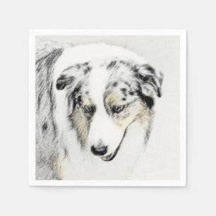 Australian Shepherd Painting - Original Dog Art Serviette