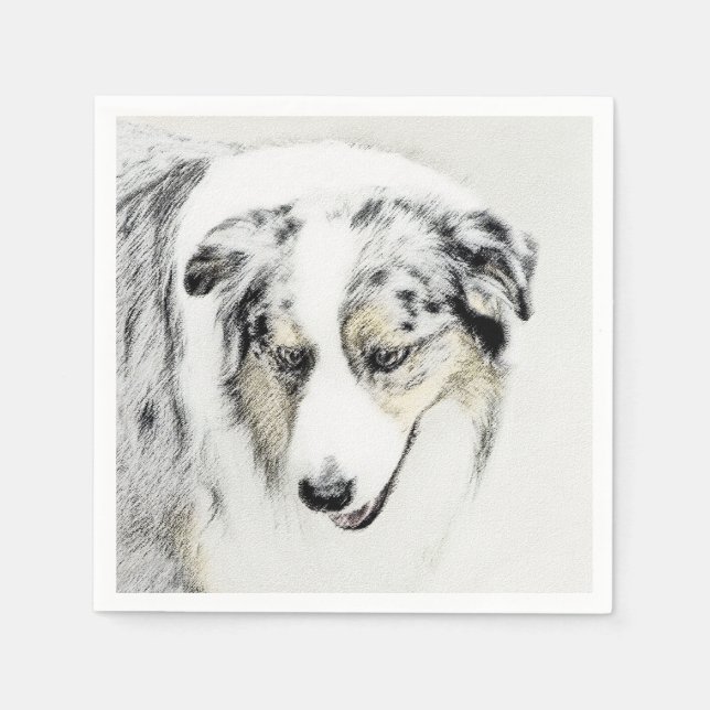 Australian Shepherd Painting - Original Dog Art Serviette (Vorderseite)
