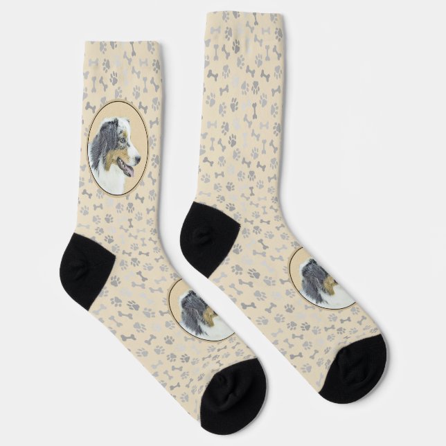 Australian Shepherd Painting - Original Dog Art Socken (Rechts)