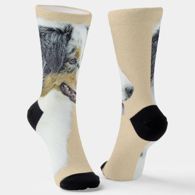 Australian Shepherd Painting - Original Dog Art Socken (Gewinkelt)