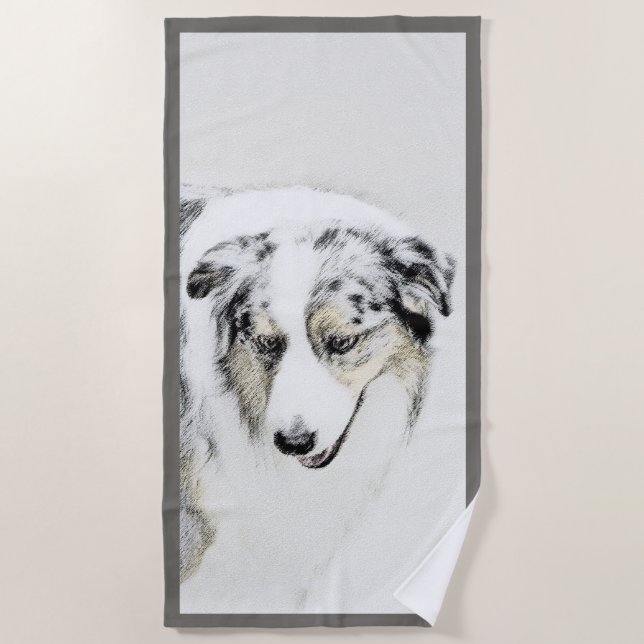 Australian Shepherd Painting - Original Dog Art Strandtuch (Vorderseite)