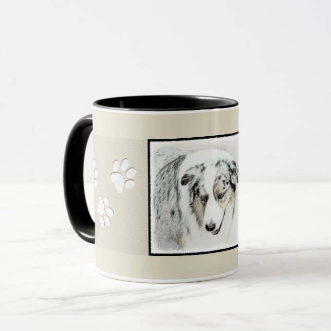 Australian Shepherd Painting - Original Dog Art Tasse (Vorderseite Links)