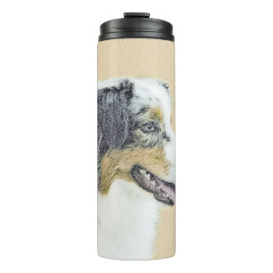 Australian Shepherd Painting - Original Dog Art Thermosbecher