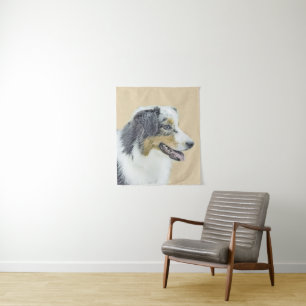 Australian Shepherd Painting - Original Dog Art Wandteppich