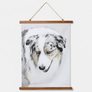 Australian Shepherd Painting - Original Dog Art Wandteppich Mit Holzrahmen