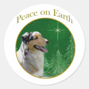 Australian Shepherd Peace Runder Aufkleber
