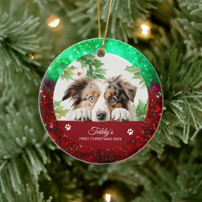 Australian Shepherd Personalisiert Weihnachten Keramik Ornament (Baum)