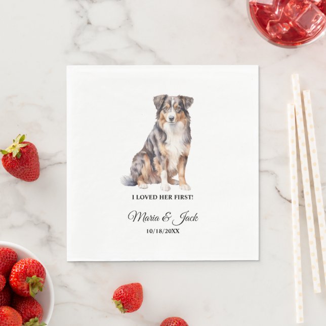Australian Shepherd Pet Cocktail Wedding Serviette (Beispiel)