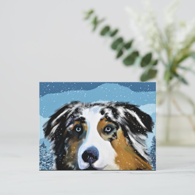 AUSTRALIAN SHEPHERD   POSTKARTE (Stehend Vorderseite)