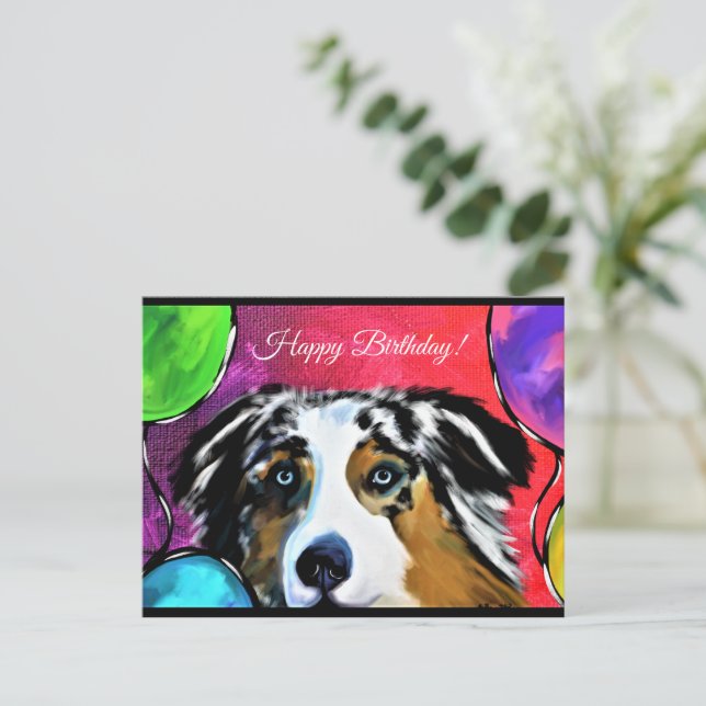 AUSTRALIAN SHEPHERD  POSTKARTE (Stehend Vorderseite)