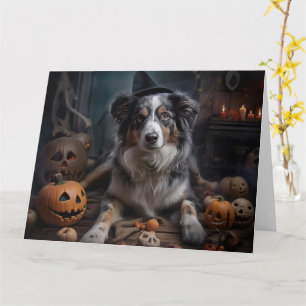 Australian Shepherd Pumpkins Halloween Beängstigen Karte