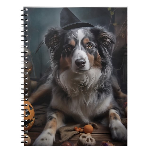 Australian Shepherd Pumpkins Halloween Beängstigen Notizblock (Vorderseite)