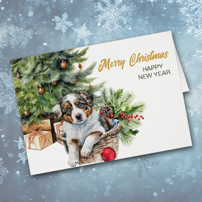 Australian Shepherd Puppy Wicker Weihnachtskorb (Von Creator hochgeladen)