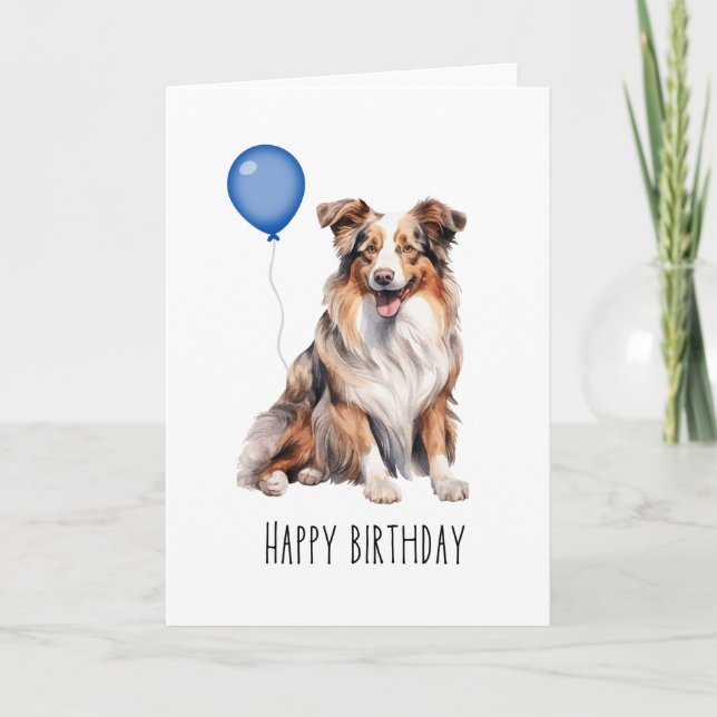 Australian Shepherd Red Aussie Birthday Karte (Vorderseite)