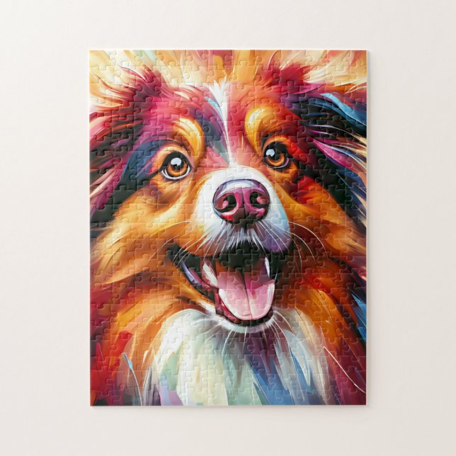 Australian Shepherd Red Tri Color Dog Acryl Puzzle (Vertikal)