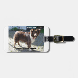 Australian Shepherd Red Tri Liebe mit Bild Gepäckanhänger