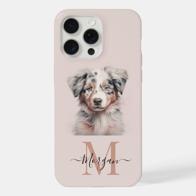 Australian Shepherd rosa iPhone 15 Pro Max Fall Hülle (Rückseite)