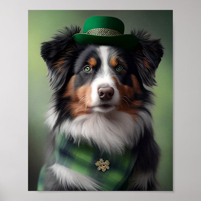 Australian Shepherd Saint Patrick Poster (Vorne)