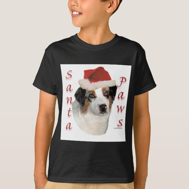 Australian Shepherd Santa Paws T-Shirt (Vorderseite)