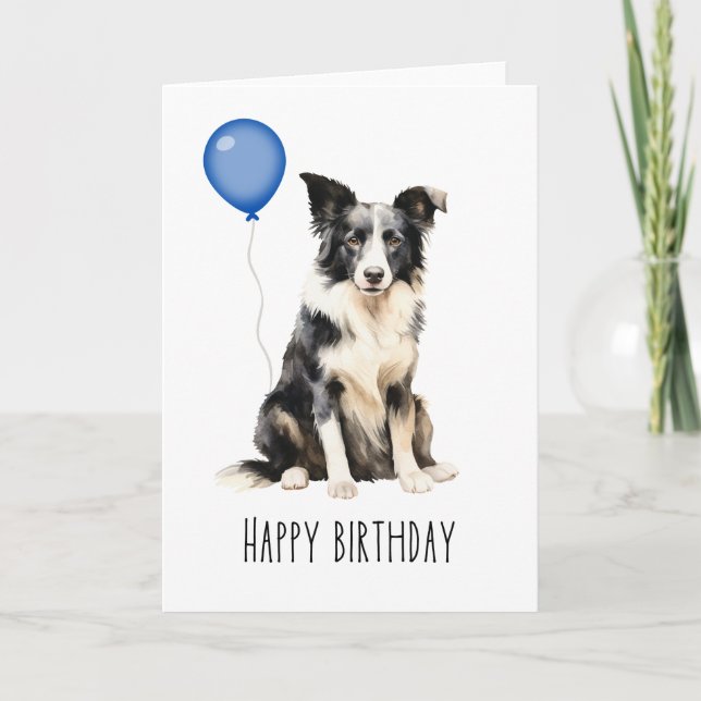Australian Shepherd Schwarz-weiß Aussie Birthday Karte (Vorderseite)