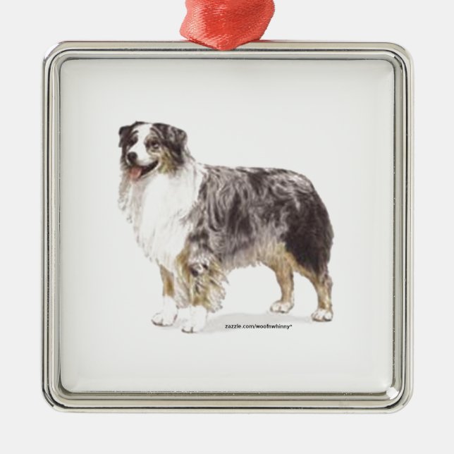 Australian Shepherd Silbernes Ornament (Vorne)