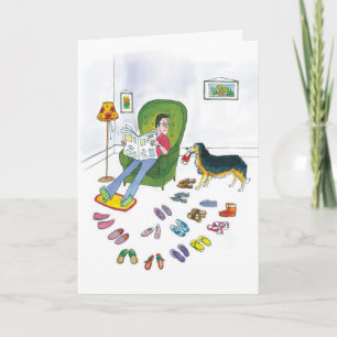 Australian Shepherd Slippers - Funny Birthday Card Karte