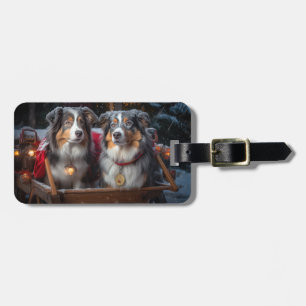 Australian Shepherd Snowy Sleigh Weihnachtsdekor Gepäckanhänger