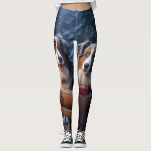 Australian Shepherd Snowy Sleigh Weihnachtsdekor Leggings