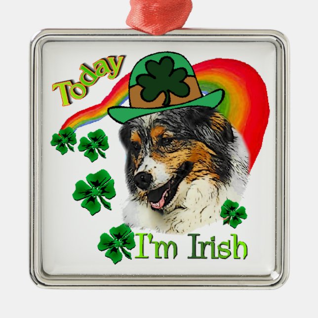 Australian Shepherd St Patricks Ornament Aus Metall (Vorne)