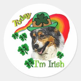 Australian Shepherd St Patricks Runder Aufkleber