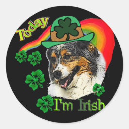 Australian Shepherd St. Pattys Runder Aufkleber