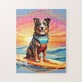 Australian Shepherd Surfing Puzzle