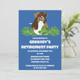 Australian Shepherd Tropical Leaves Party Einladung