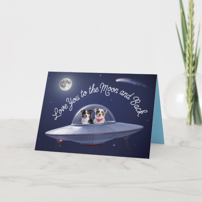 Australian Shepherd Valentine Card Feiertagskarte (Vorderseite)