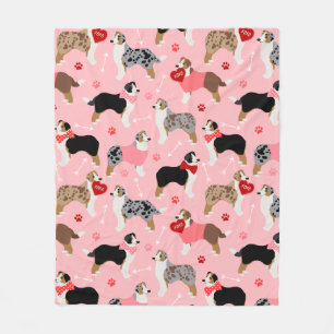 Australian Shepherd Valentine Pattern Fleecedecke