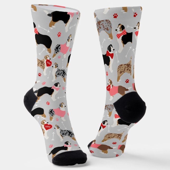 Australian Shepherd Valentine Socken (Gewinkelt)