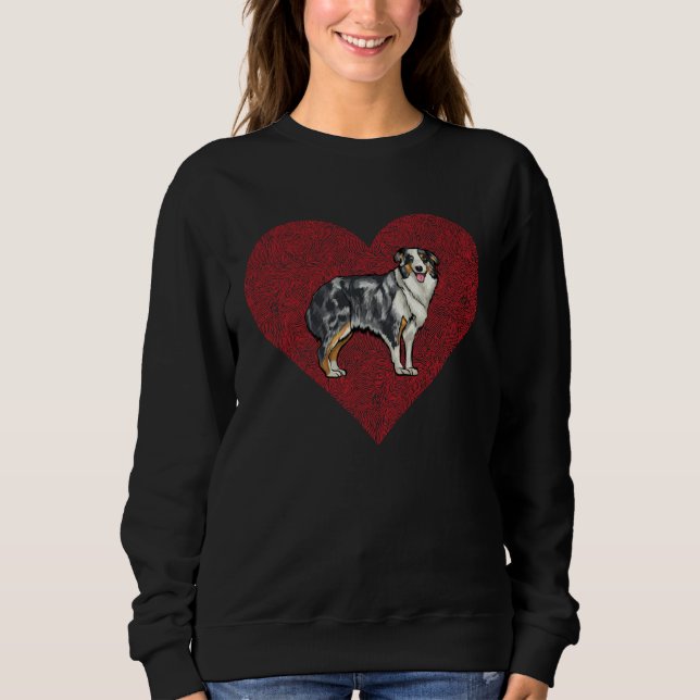 Australian Shepherd Valentines Day Dog Love Finger Sweatshirt (Vorderseite)