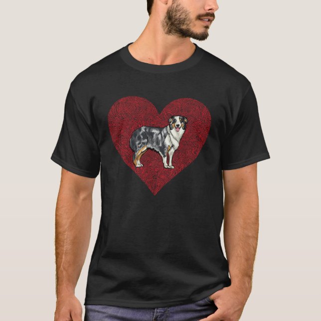 Australian Shepherd Valentines Day Dog Love Finger T-Shirt (Vorderseite)