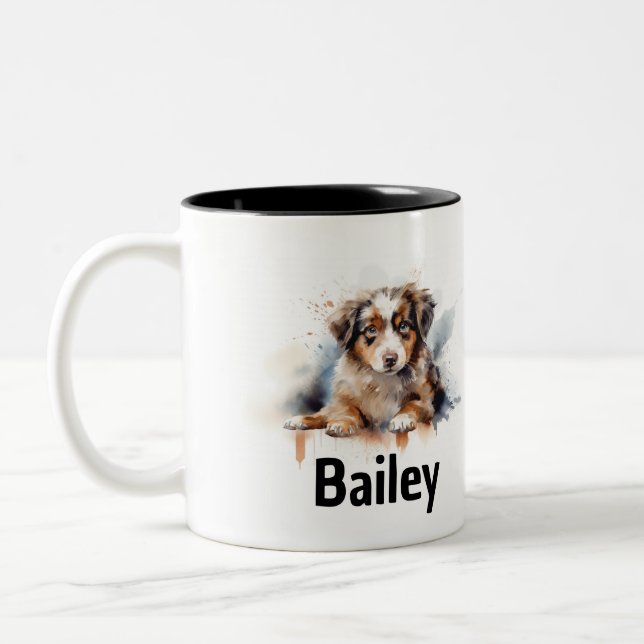 Australian Shepherd Watercolor Tasse (Links)