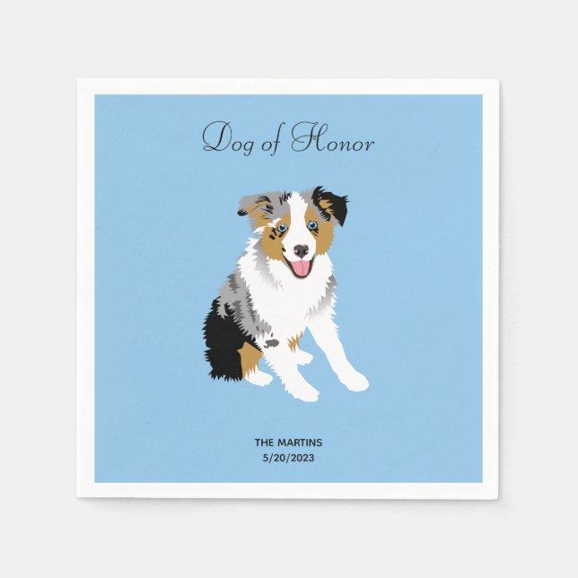Australian Shepherd Wedding Cocktail Napkins Serviette (Vorderseite)