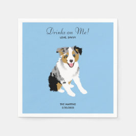 Australian Shepherd Wedding Cocktail Napkins Serviette
