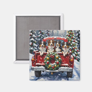 Australian Shepherd Weihnachten Rotes Lastwagen Fe Magnet