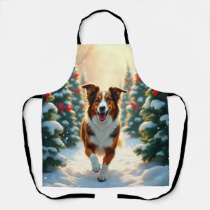Australian Shepherd Weihnachtsbaumfarm-Malerei Schürze