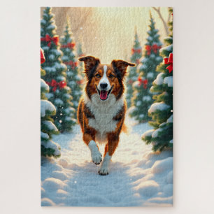 Australian Shepherd Weihnachtsbaumplantage Malerei Puzzle