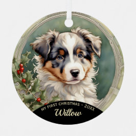 Australian Shepherd Welppy First Christmas Ornamen Ornament Aus Metall