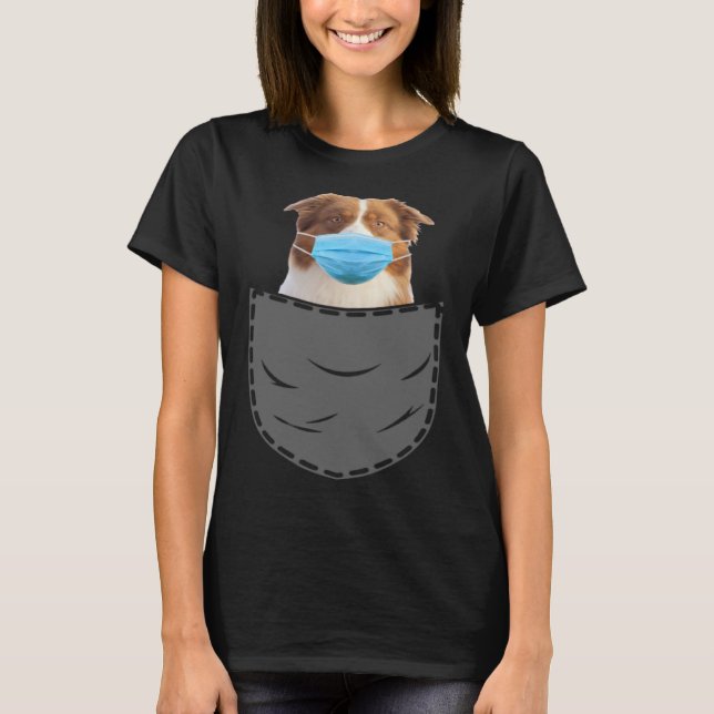 Australian Shepherd with mask in the breast pocket T-Shirt (Vorderseite)