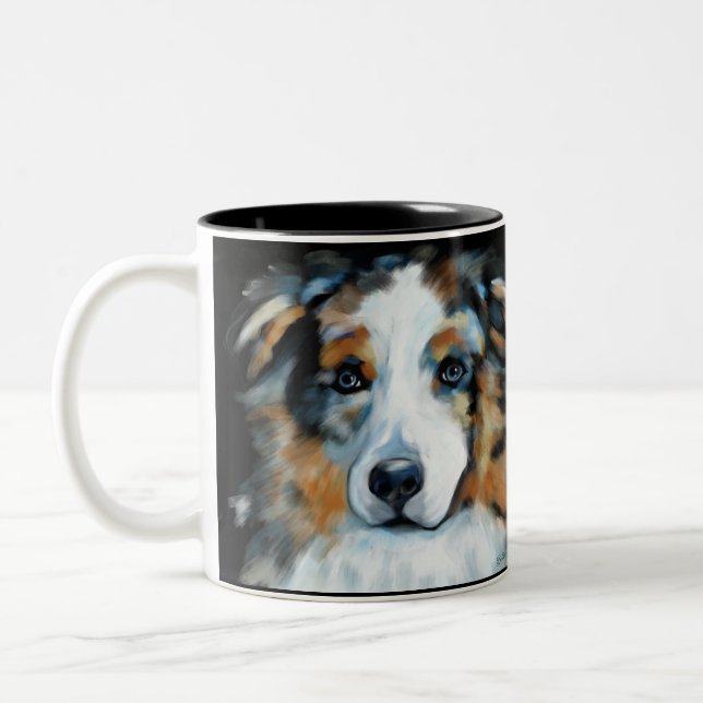 Australian Shepherd Zweifarbige Tasse (Links)