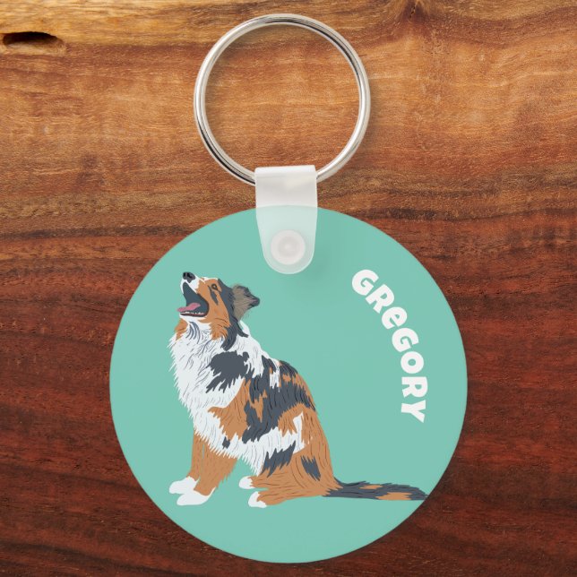 Australian Shepherds Aussie Dogs Personalisiert Schlüsselanhänger (Vorderseite)