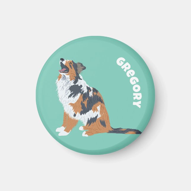 Australian Shepherds Aussie Dogs Personalized Magnet (Vorne)