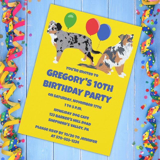 Australian Shepherds Birthday Party Einladung (Von Creator hochgeladen)